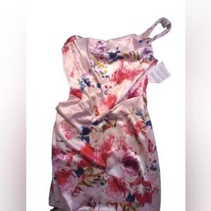 NWT Asos Design One Shoulder Floral Artsy Parcial Wrap Dress Size 6 Evening Prom